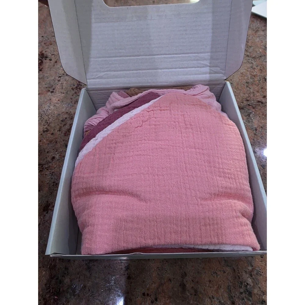 Organic Cotton Baby Bibs 10 Pack - Soft Absorbent Bandana for Drooling Pink